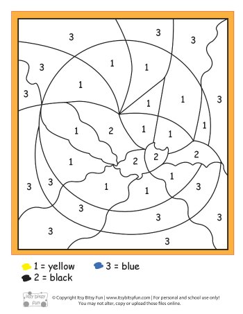 Halloween color by numbers worksheets