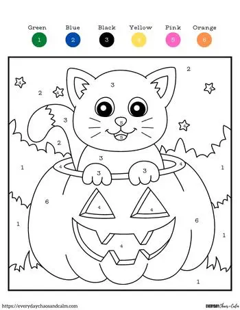 Free halloween color by number printables