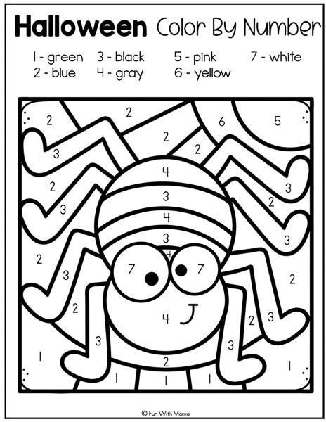 Free halloween color by number printables