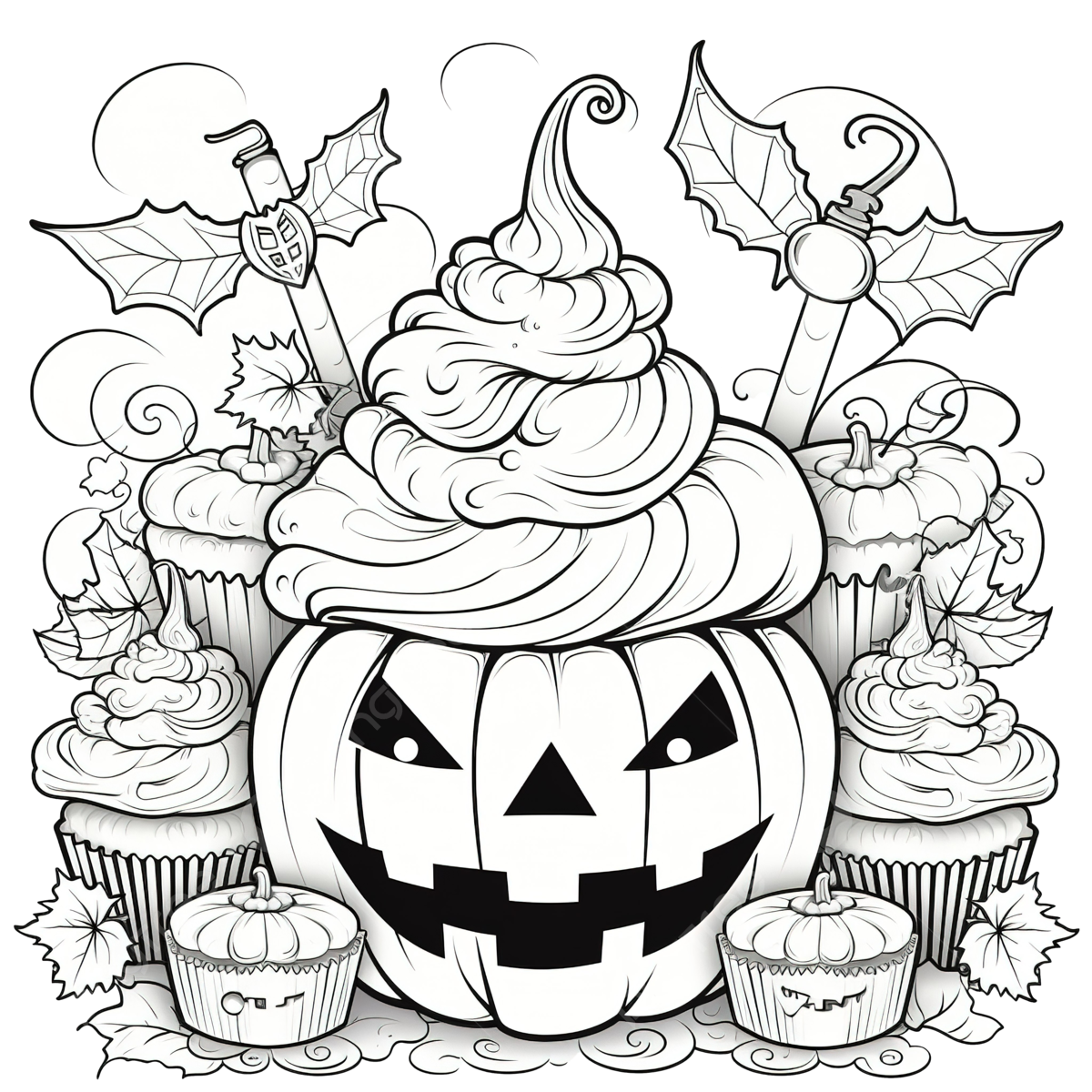 Coloring page ring drawing color drawing frame with halloween cupcakes png transparent image and clipart for free download