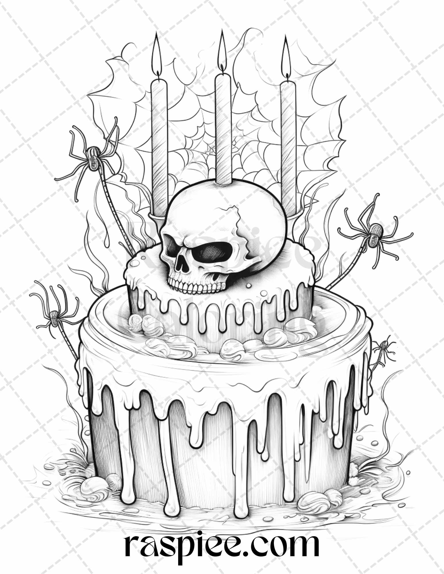 Halloween spooky desserts grayscale coloring pages printable for ad â coloring