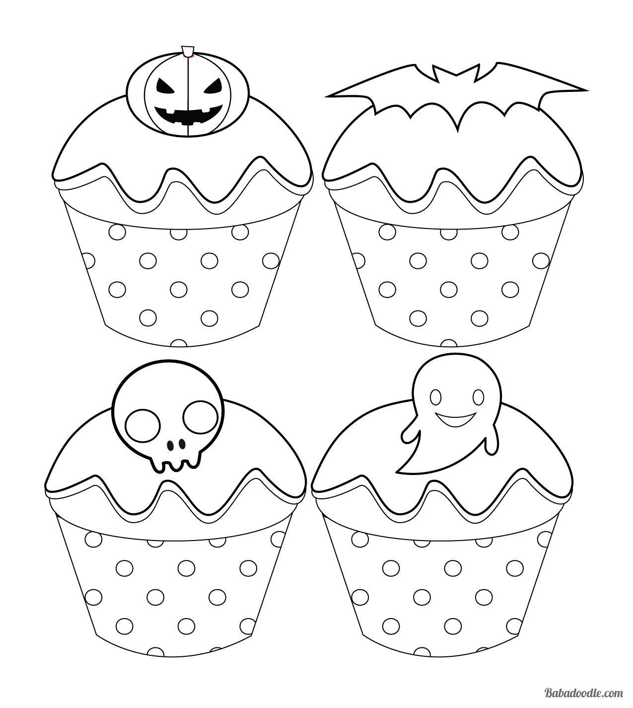 Free halloween cupcake coloring page â