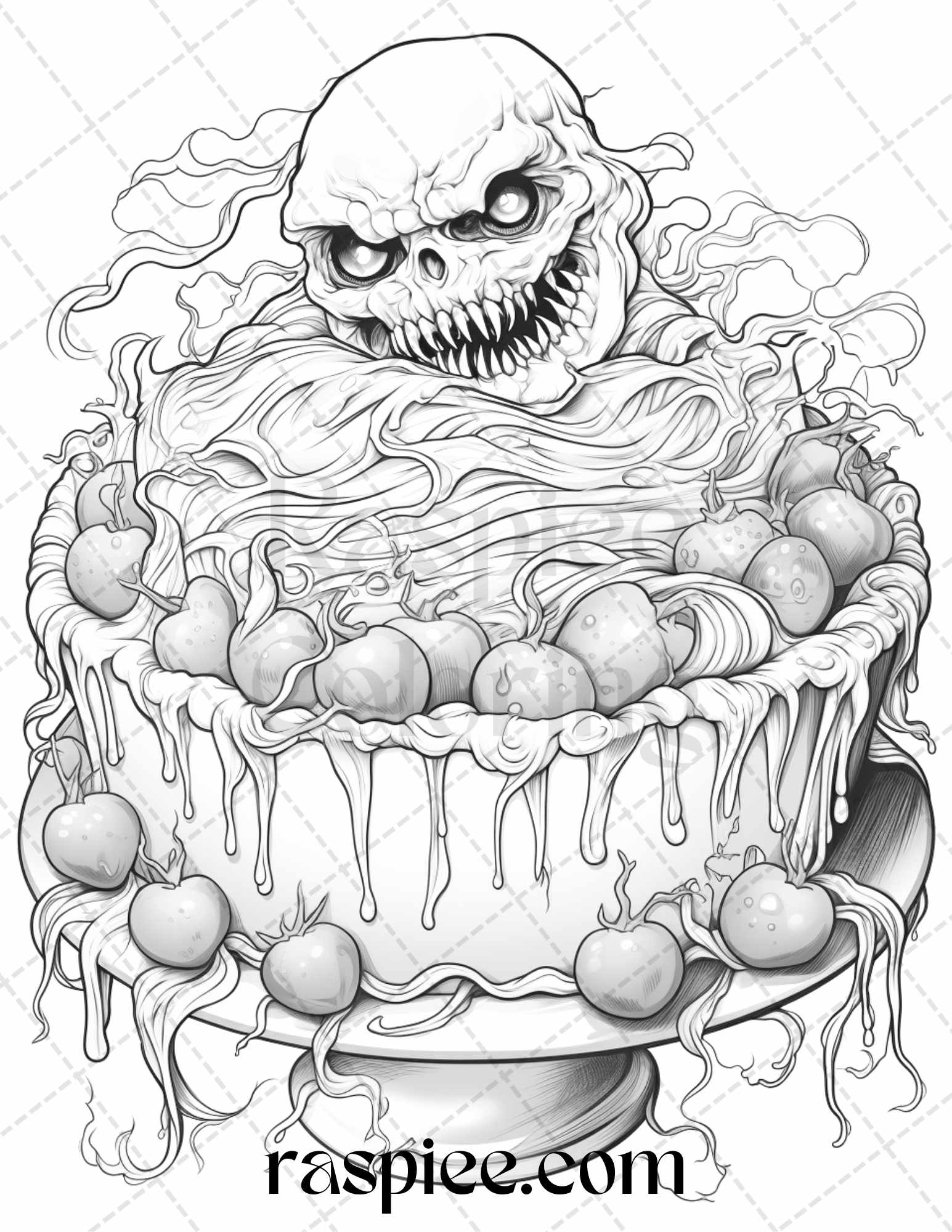 Halloween spooky desserts grayscale coloring pages printable for ad â coloring