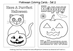 Halloween coloring cards