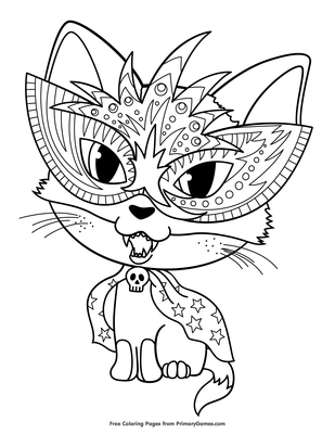 Halloween cat coloring page â free printable pdf from