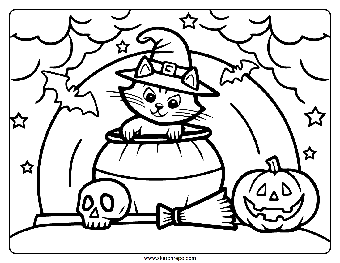 Halloween cat coloring pages