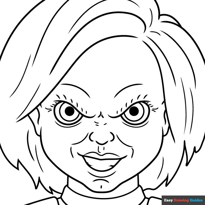 Chucky face coloring page easy drawing guides