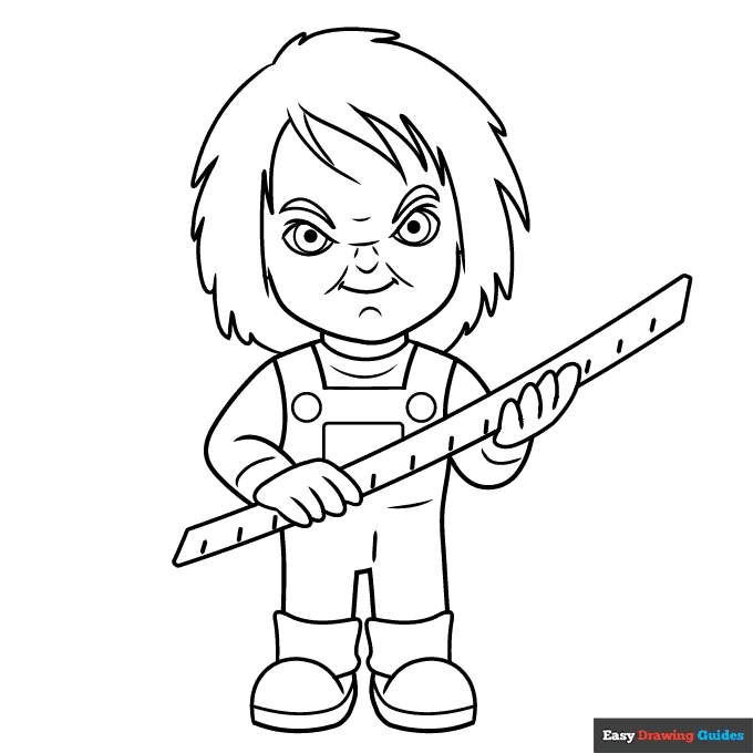 Chucky coloring page easy drawing guides