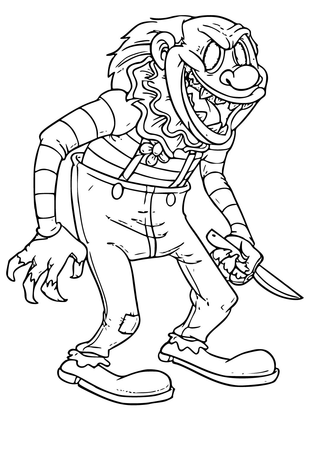 Free printable horror clown coloring page for adults and kids