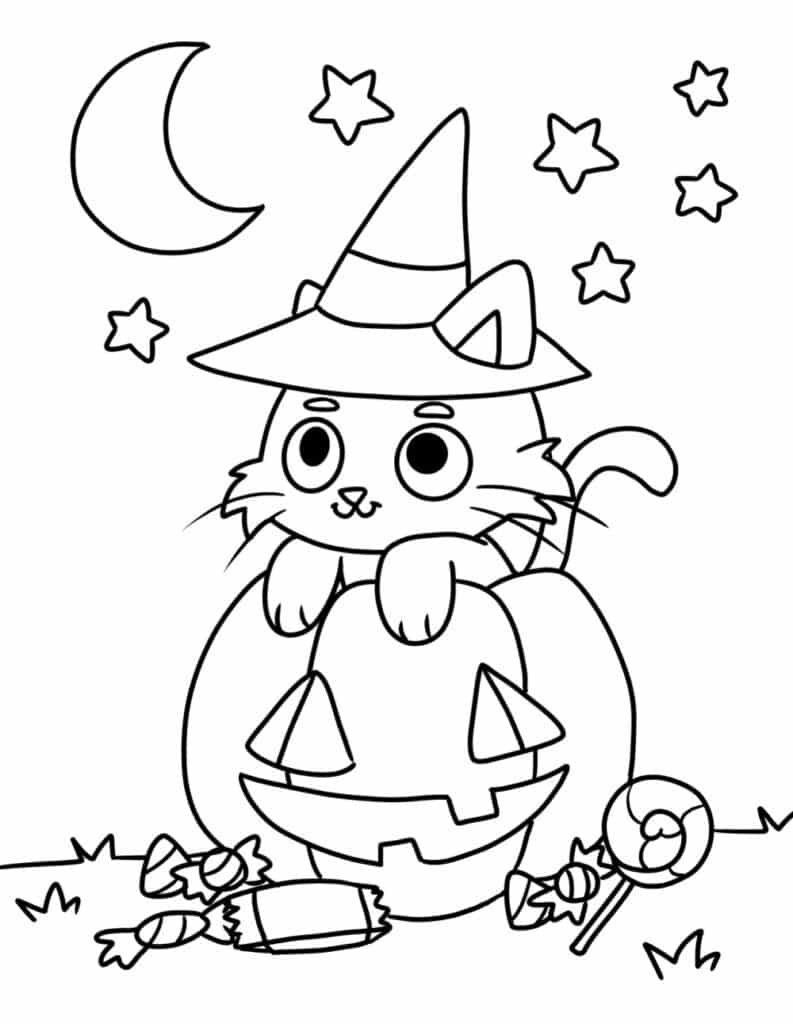 Free printable cute halloween coloring pages