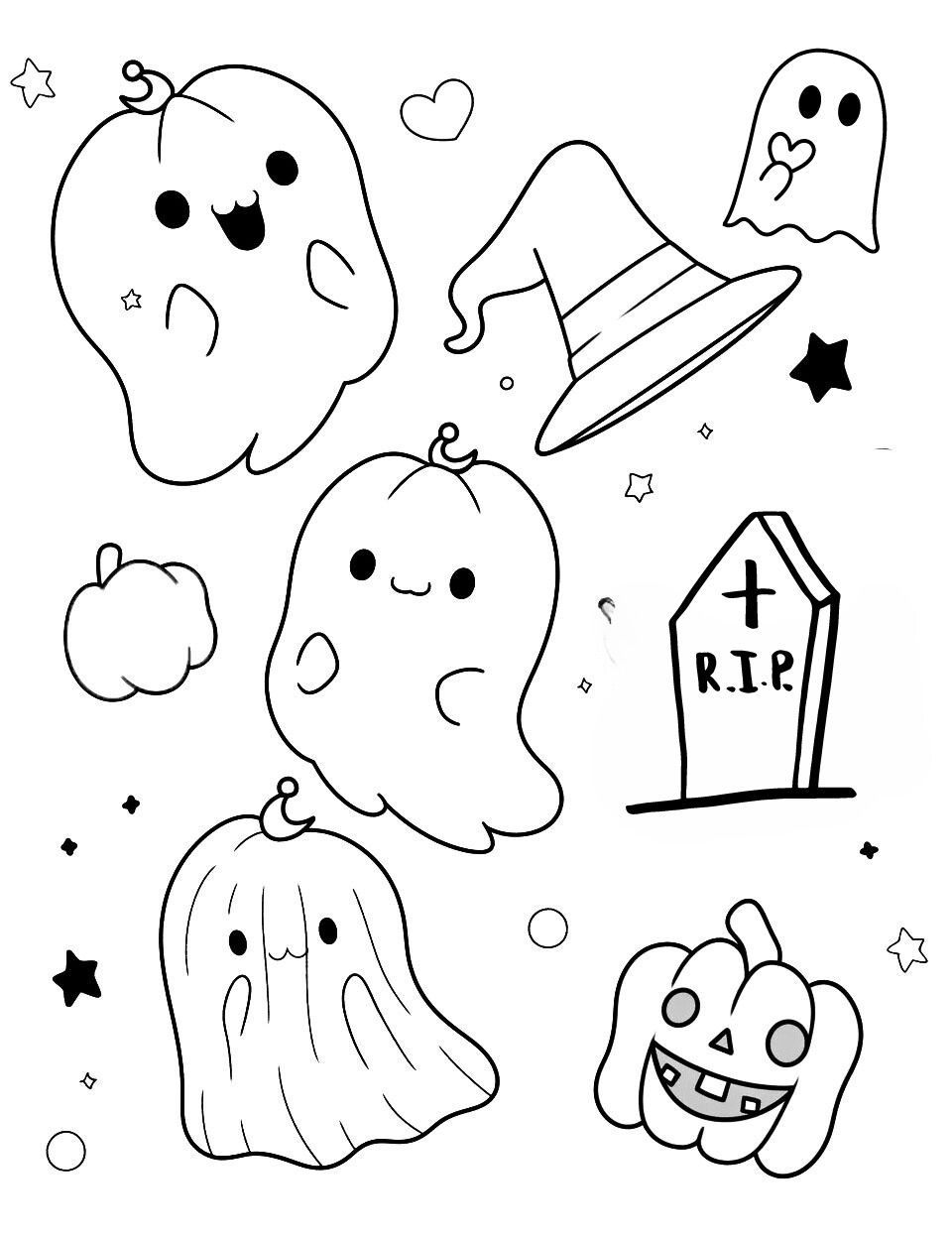 Spooky halloween coloring pages for kids and adults