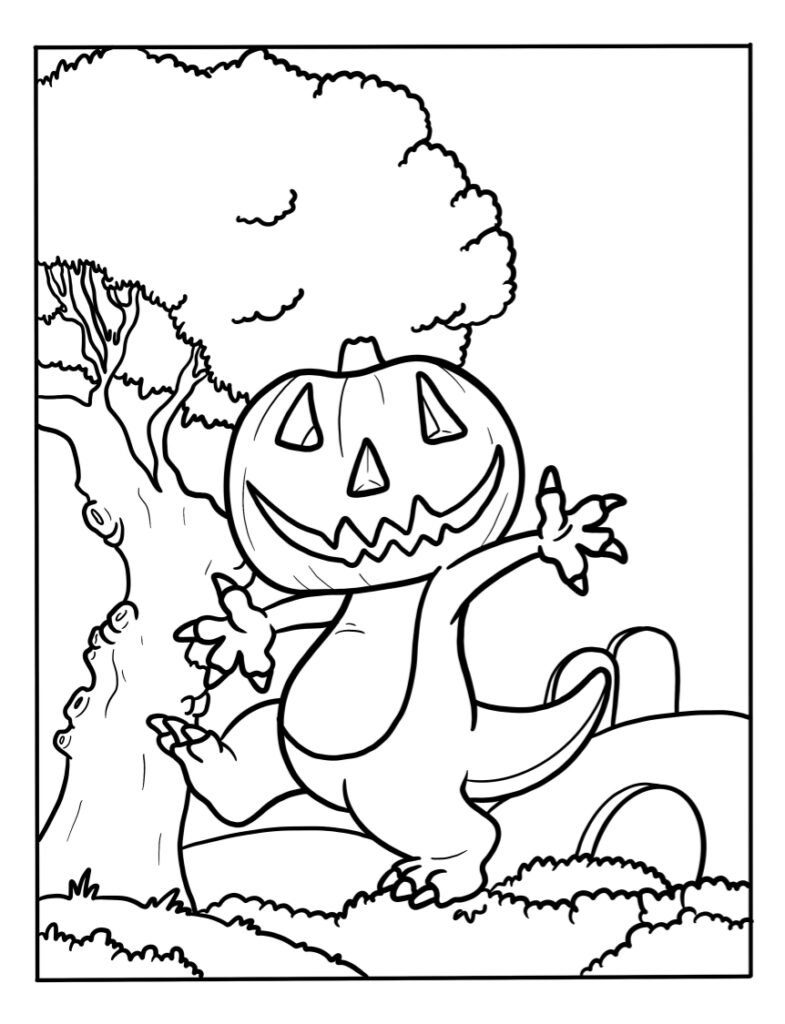 Dinosaur halloween coloring pages for kids free download