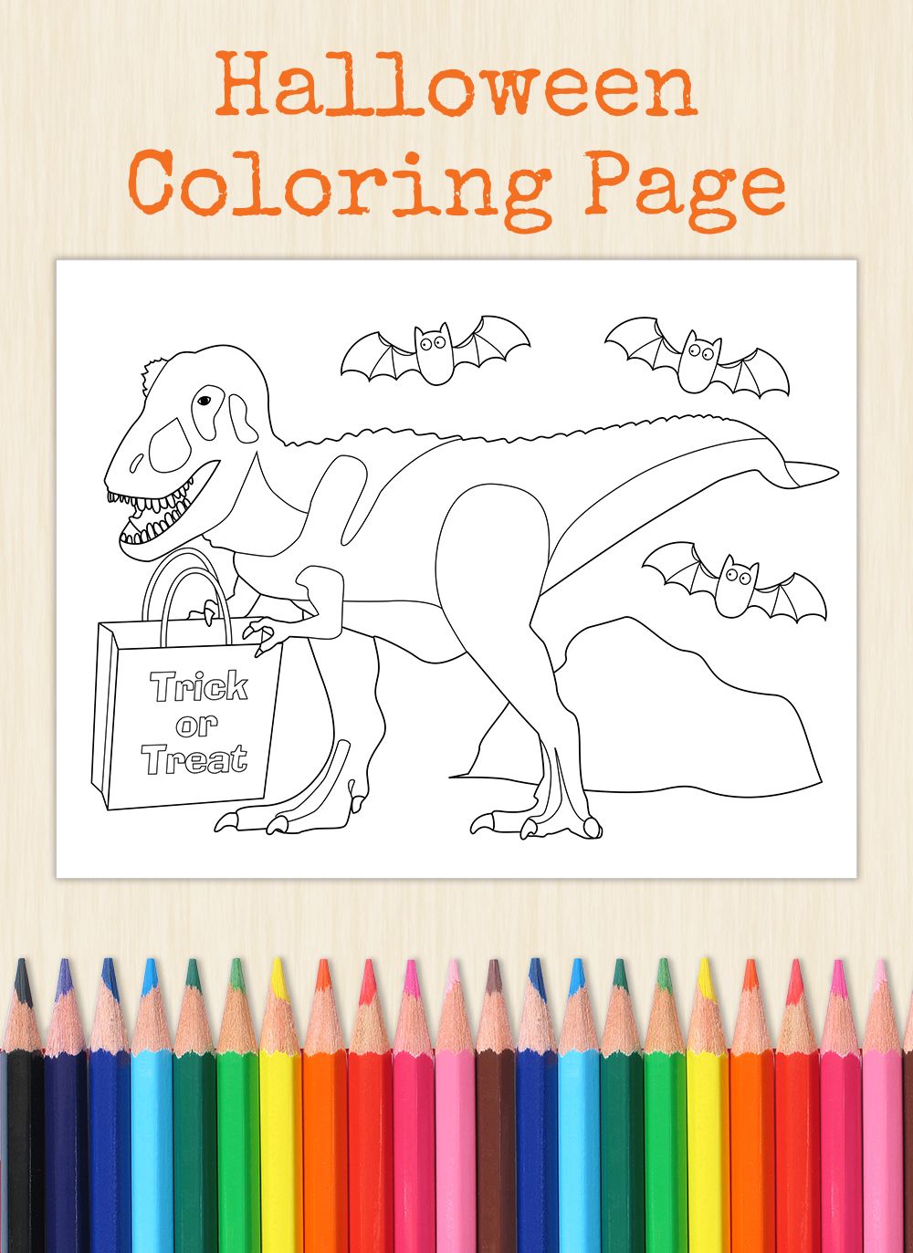 Happy halloween dinosaur coloring page even t