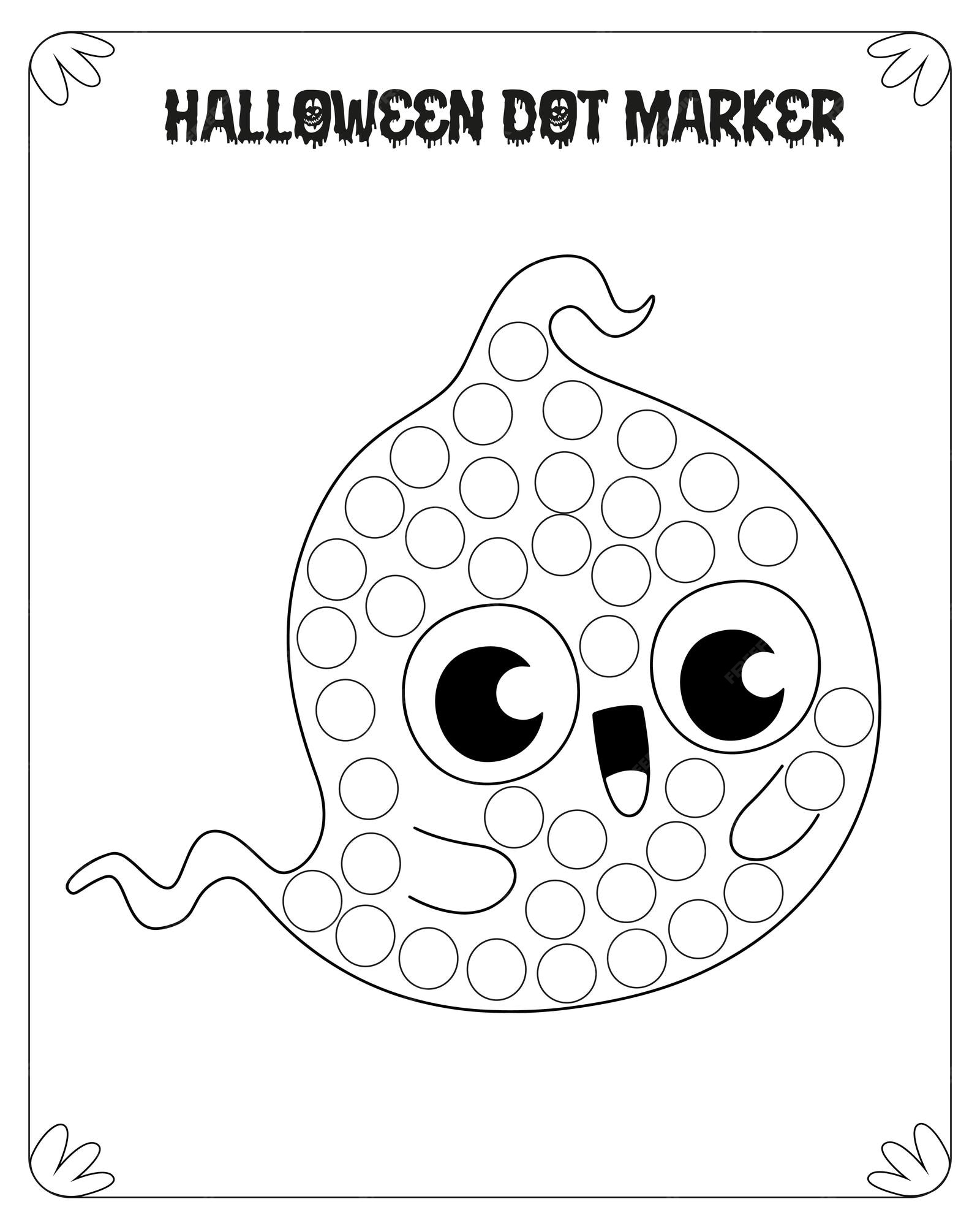 Premium vector halloween dot marker coloring pages for kids premium vector