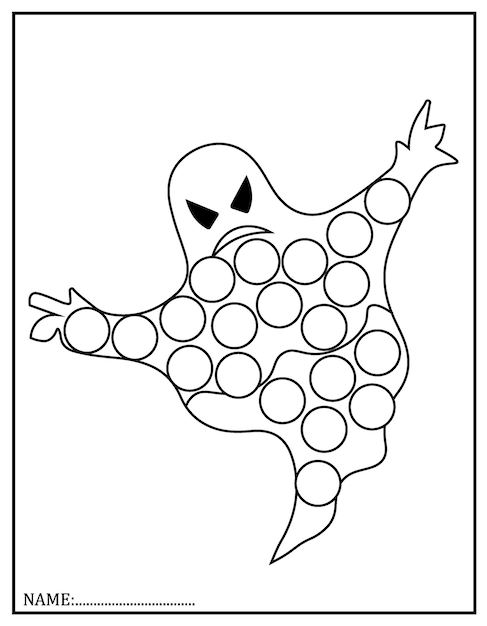 Premium vector halloween dot marker coloring pages for kids