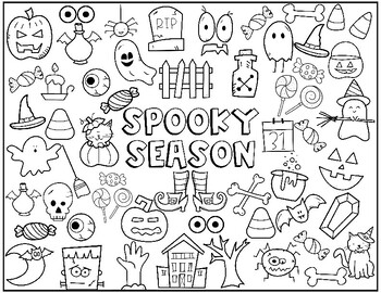 Halloween doodles coloring page halloween coloring sheet by mcmaglo creates