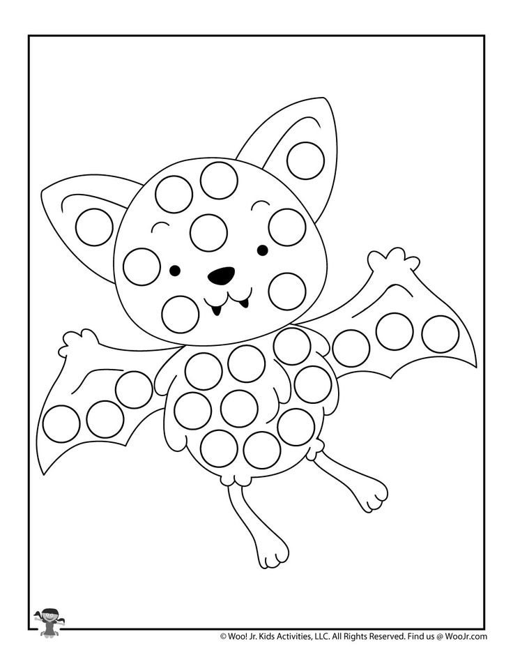 Bat halloween dot marker activity page to print woo jr kids activities childrens publishing halloween preschool halloween activities preschool halloween worksheets