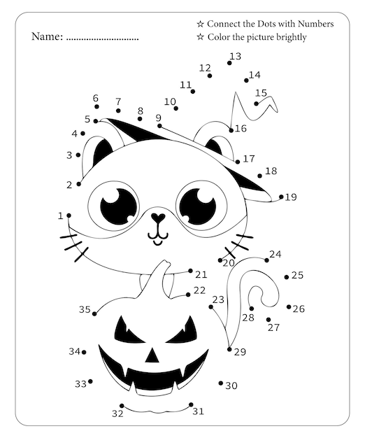 Premium vector halloween dot to dot coloring page for kids premium vector