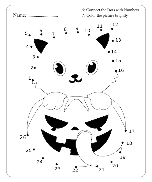 Premium vector halloween dot to dot coloring page for kids premium vector