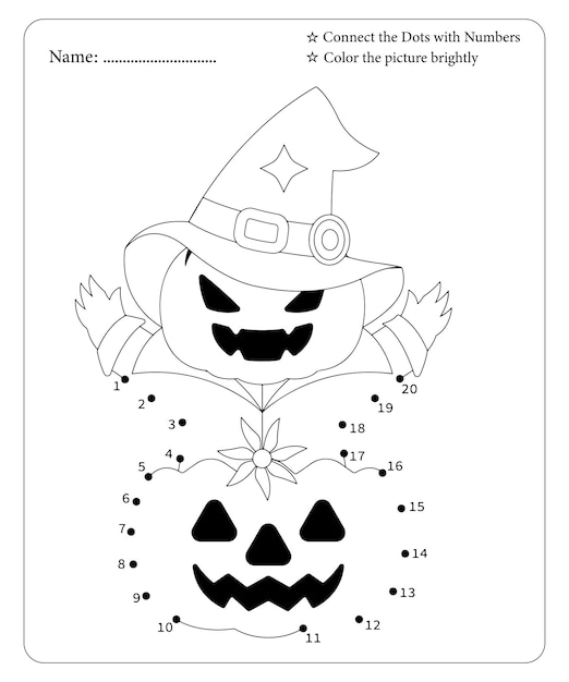 Premium vector halloween dot to dot coloring page for kids premium vector