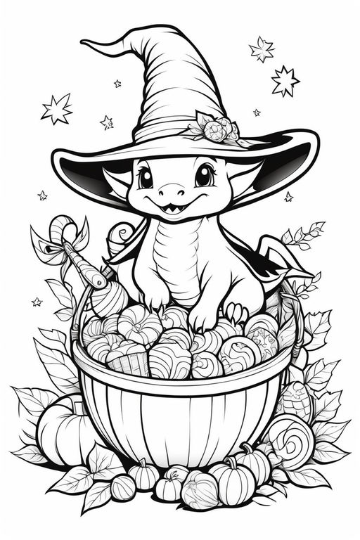 Halloween dragon coloring pages for kids