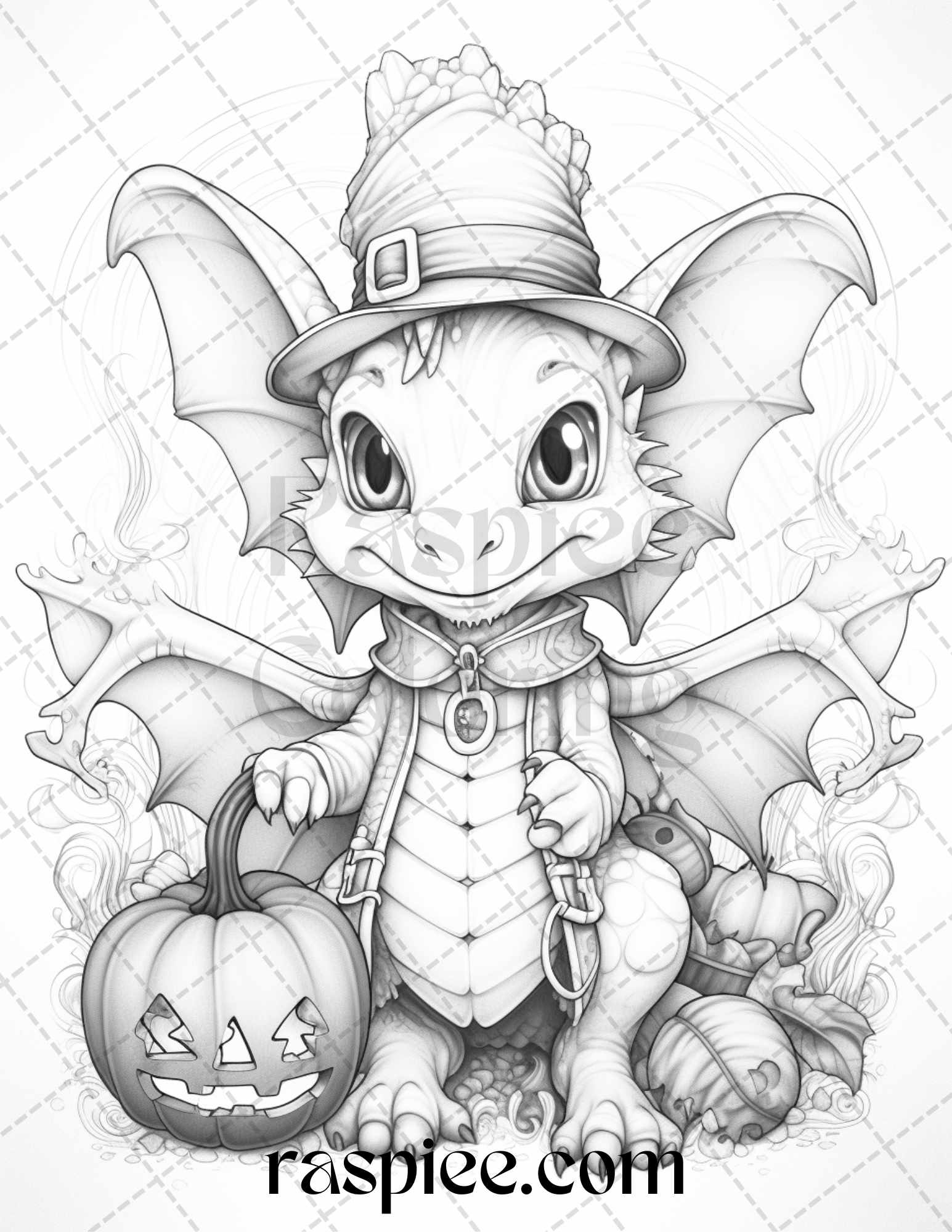 Cute pumpkin dragons graycale coloring pages for adults and kids p â coloring