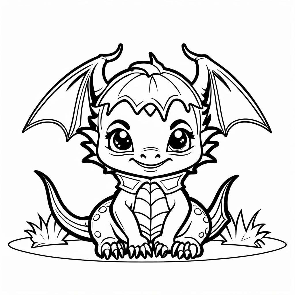 Dragon coloring page for kids intricate details to color