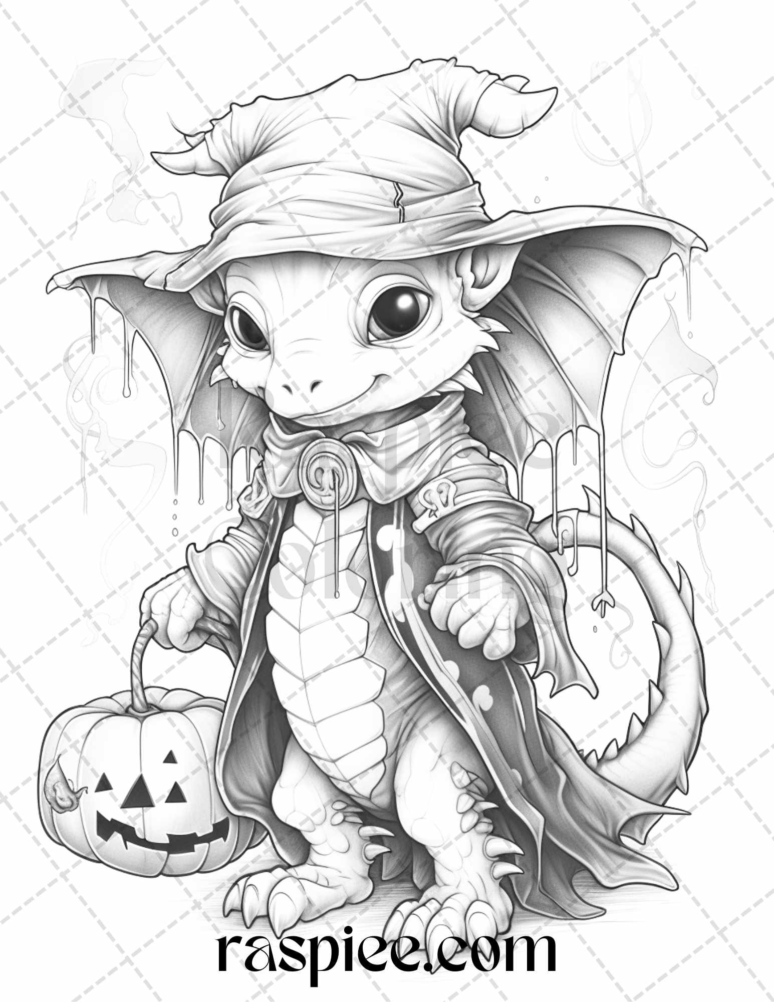 Cute pumpkin dragons graycale coloring pages for adults and kids p â coloring