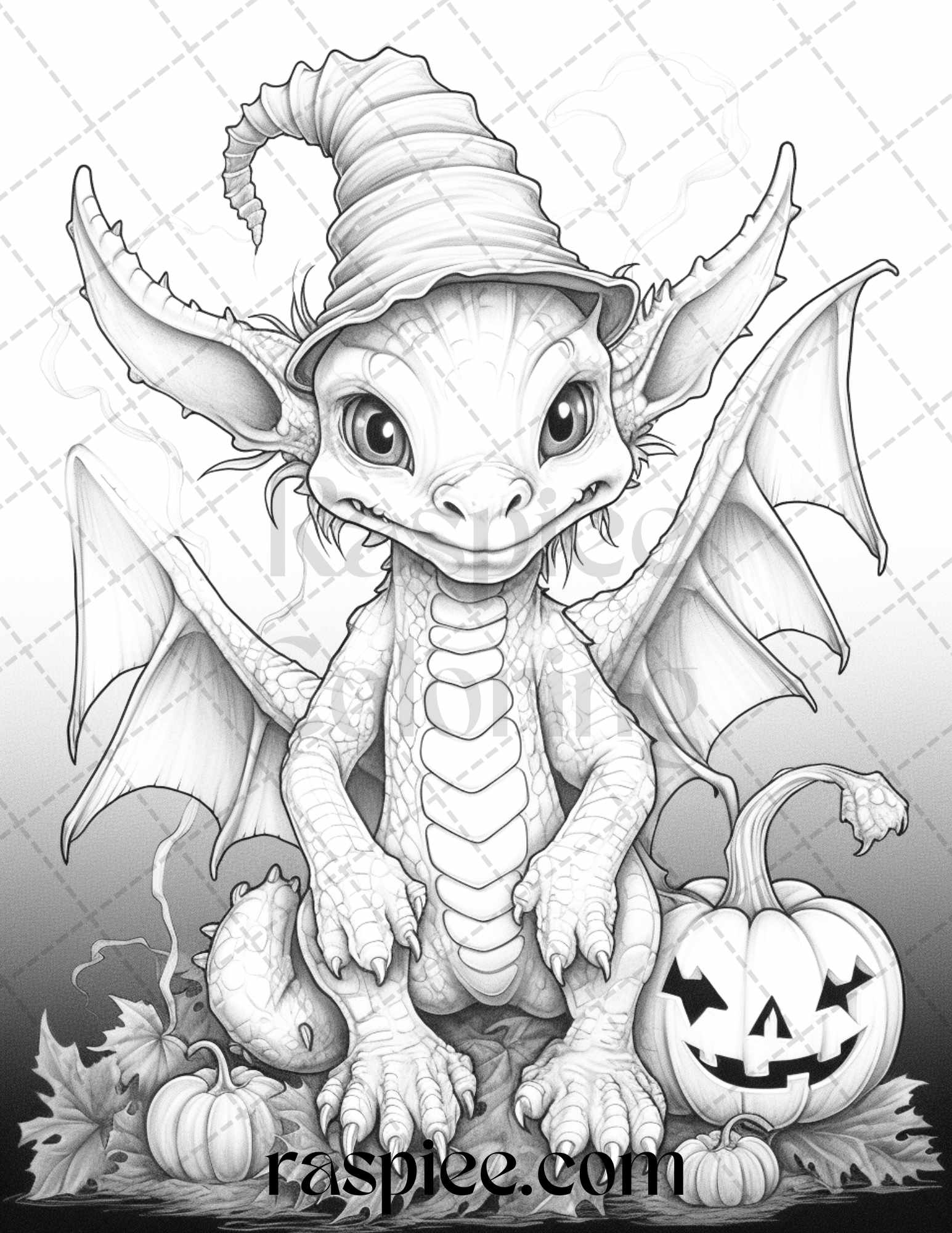 Cute pumpkin dragons graycale coloring pages for adults and kids p â coloring