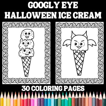 Googly eye halloween ice cream coloring pages by teachers helper