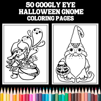 Halloween googly eye gnome coloring pages by teachers helper