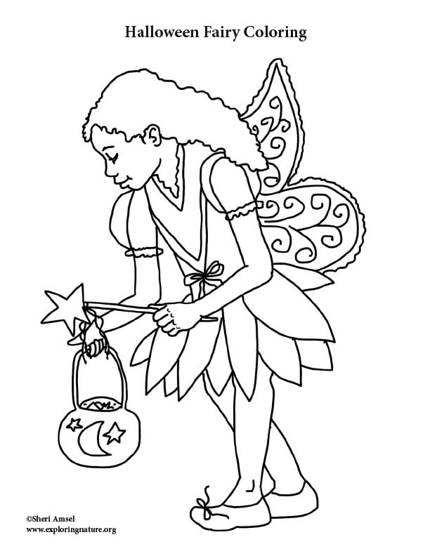 Halloween fairy coloring page