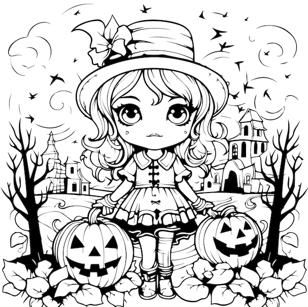 Premium vector halloween coloring pages for kids