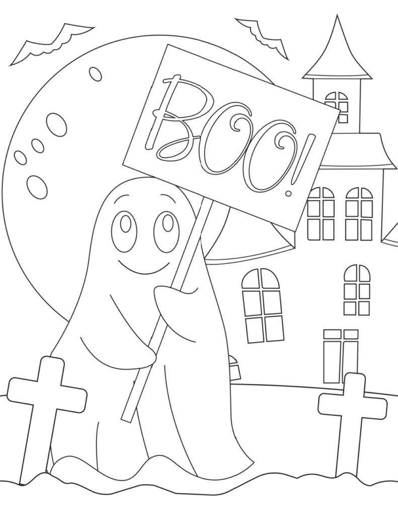 Free printable cute ghost coloring pages