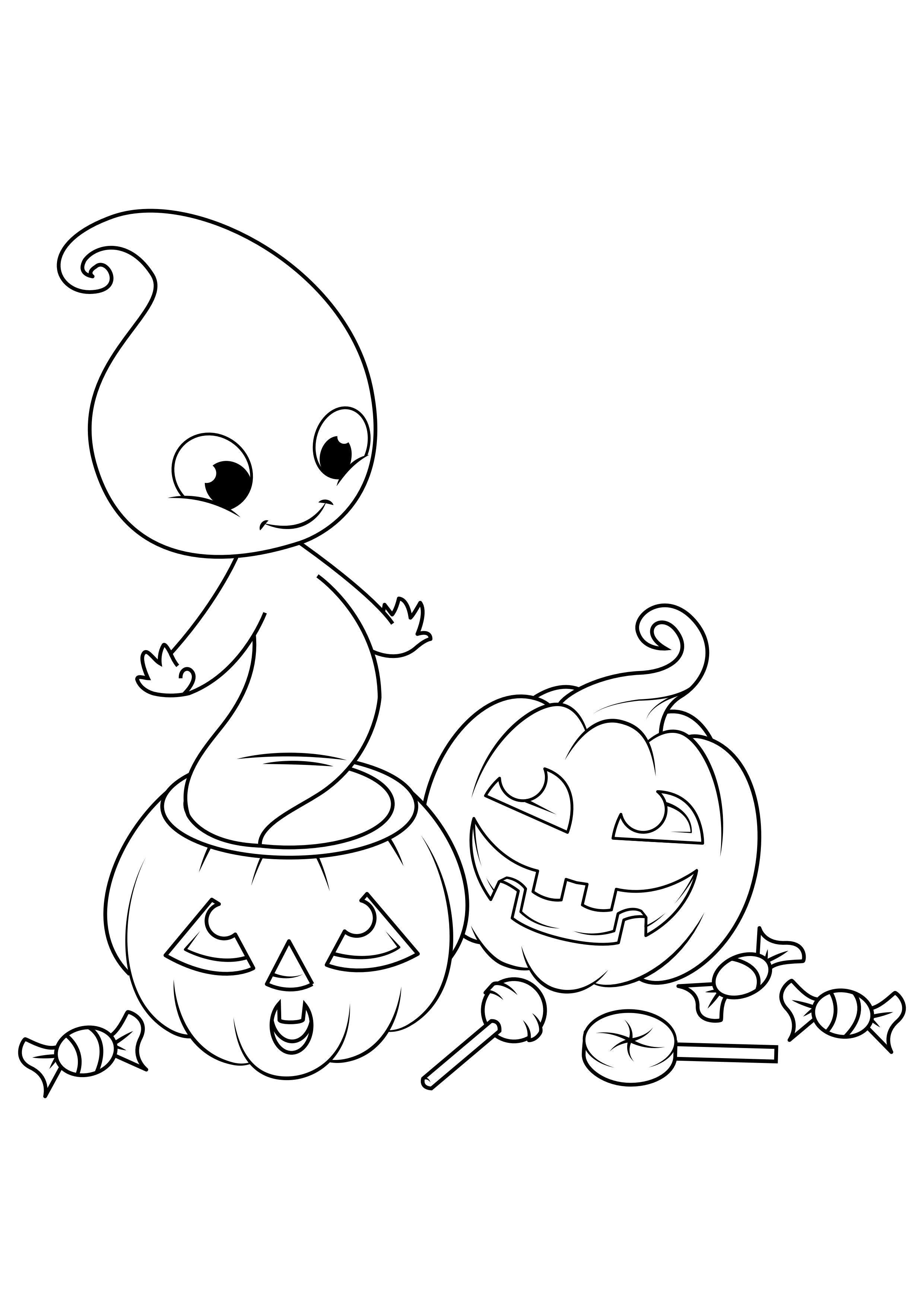 Coloring page halloween ghost