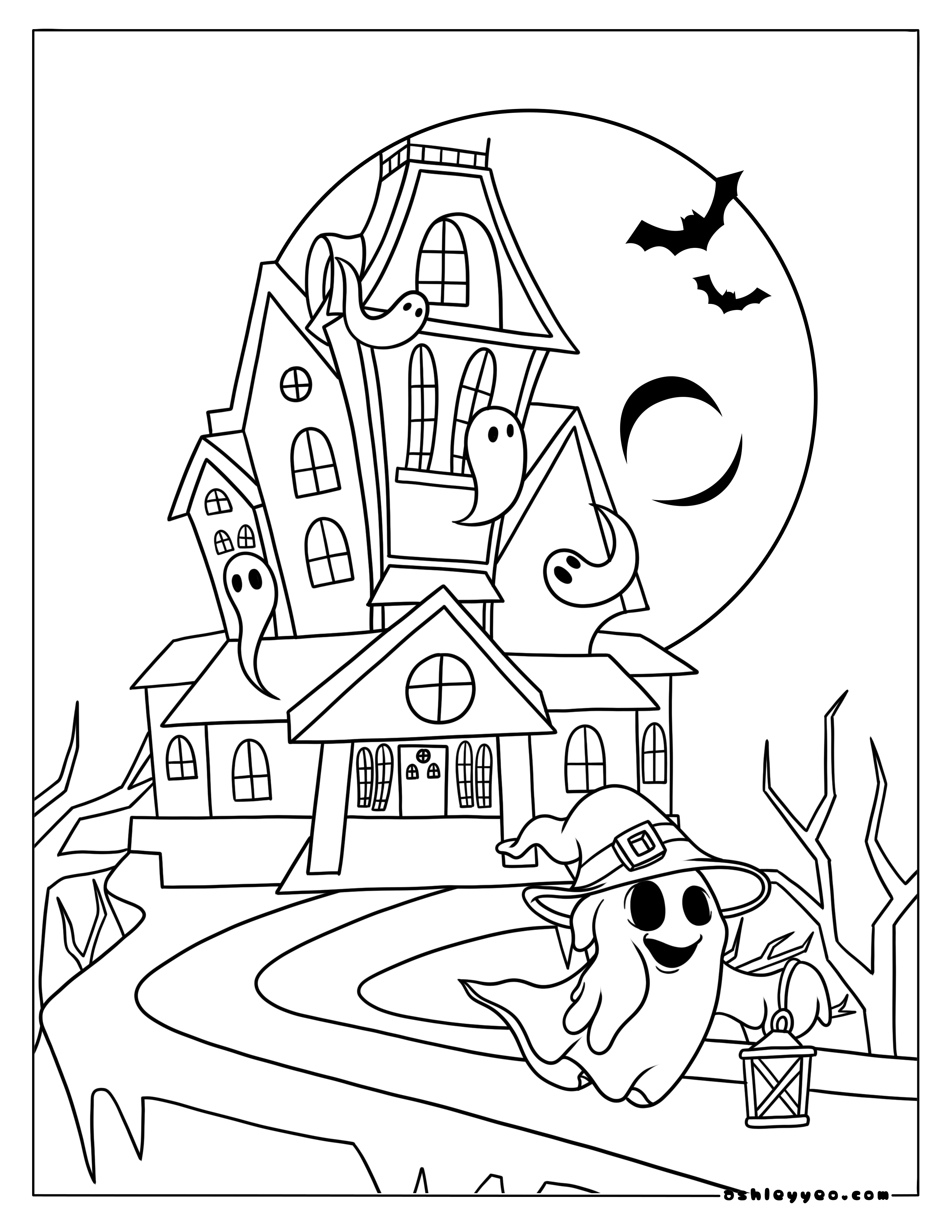 Free halloween ghost coloring pages for kids