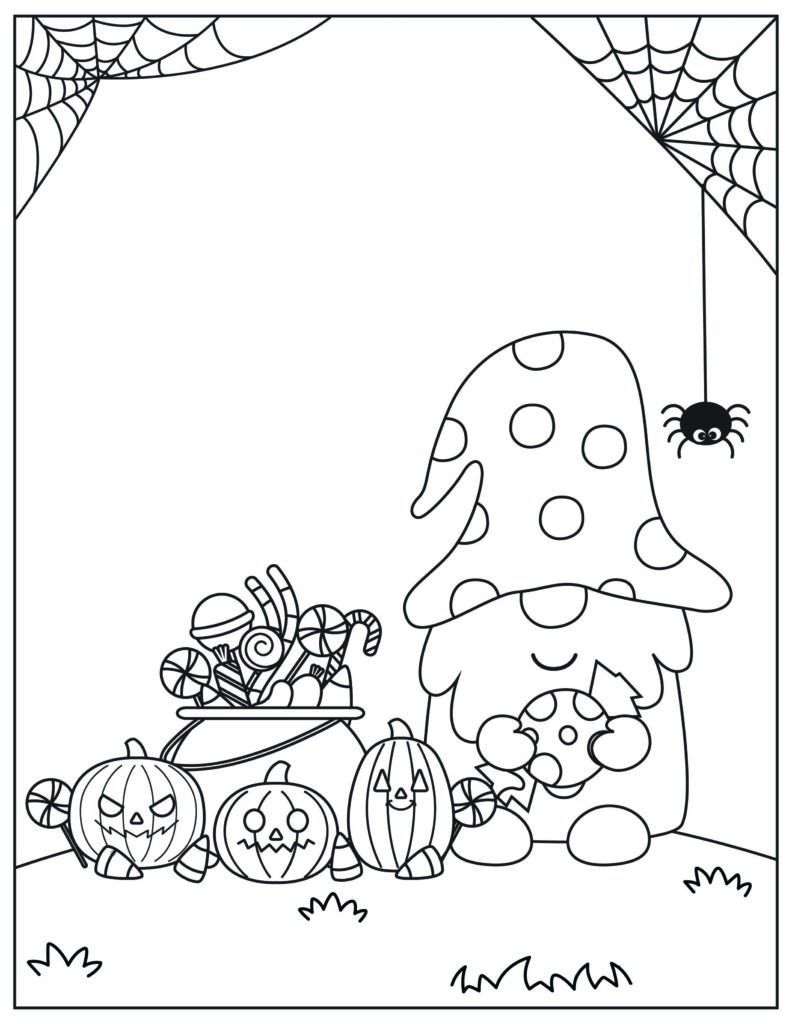 Halloween gnome coloring pages free printable fairy garden diy