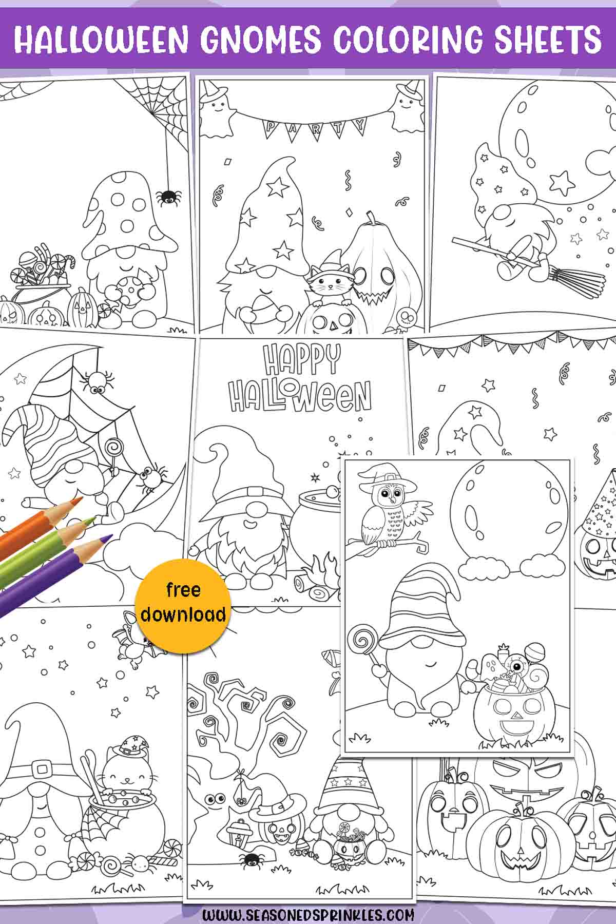 Free printable halloween coloring pages halloween gnomes