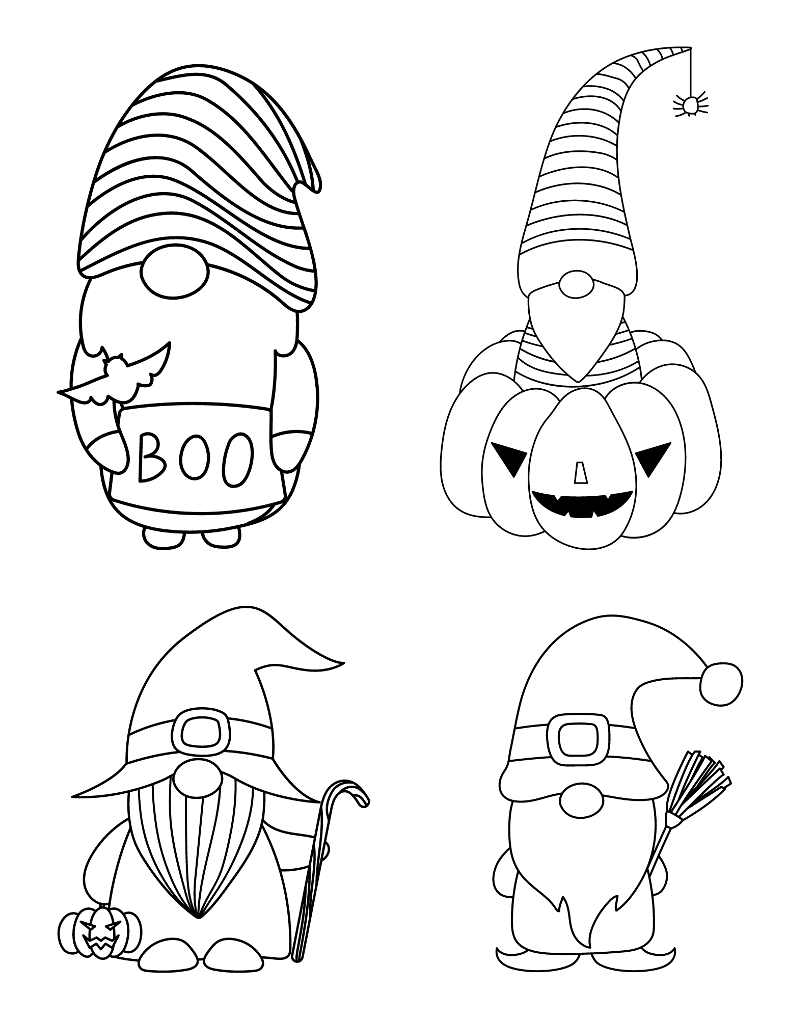 Free printable fall gnomes coloring pages for kids and adults