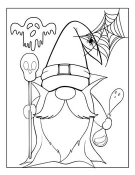 Halloween gnomes coloring pages by saly easy teaching tpt