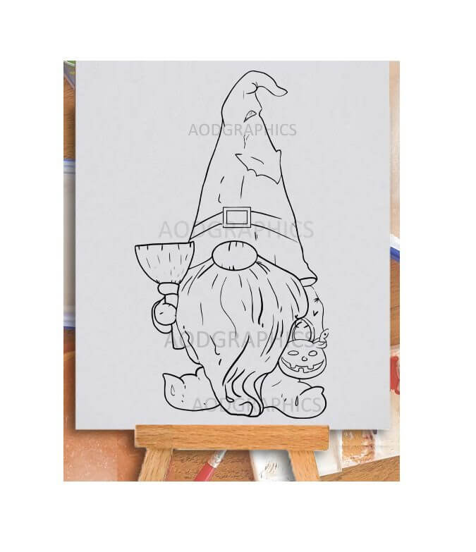 Halloween gnome coloring page