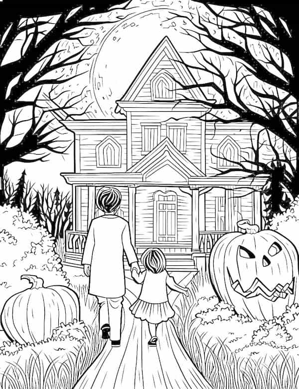 Spooky halloween coloring pages for kids and adults