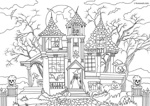 Horror scenes â haunted house â favoreads coloring club