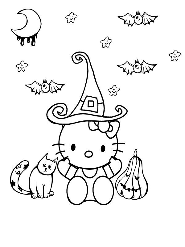 Hello kitty halloween coloring pages printable for free download