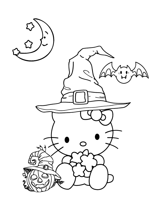 Hello kitty halloween coloring pages printable for free download