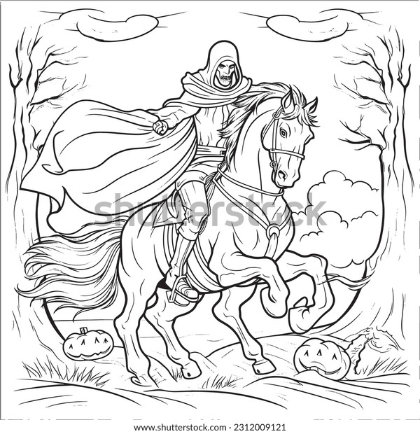 Black white coloring pages halloween kids stock vector royalty free