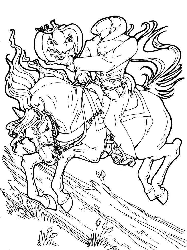 Headless horseman halloween coloring page get more halloween downloadable coloring pages for freeâ halloween coloring pages coloring book art coloring pages