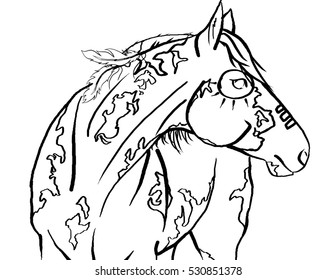 Abstract horse coloring page stock illustration