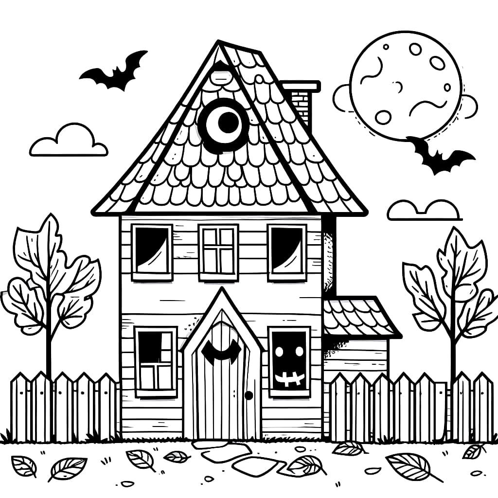 Normal haunted house coloring page