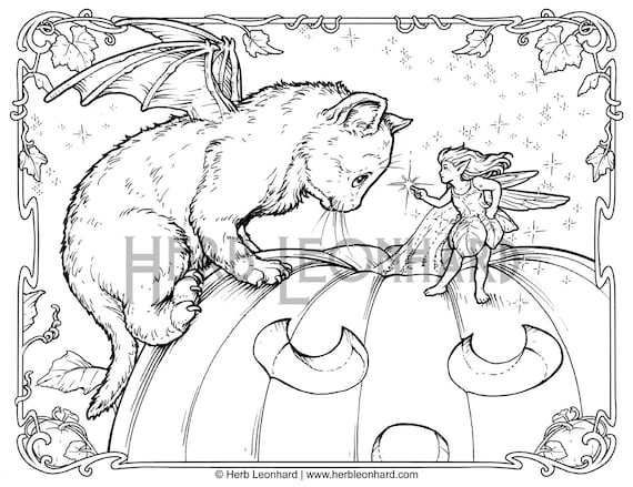 Halloween pumpkin pair dragonkitten coloring page herb leonhard